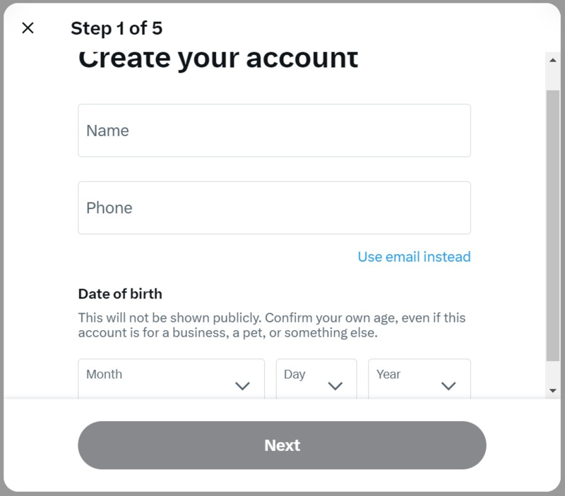 create new twitter account