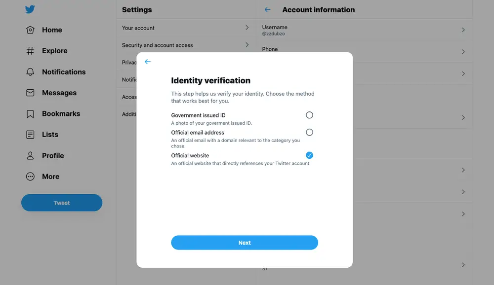 how to verify twitter account