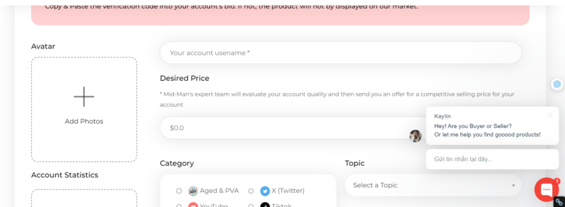 sell my Twitter account