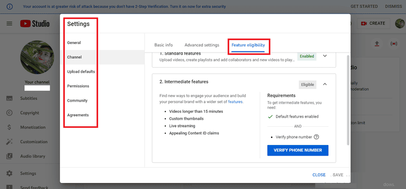 Verifying YouTube channel 
