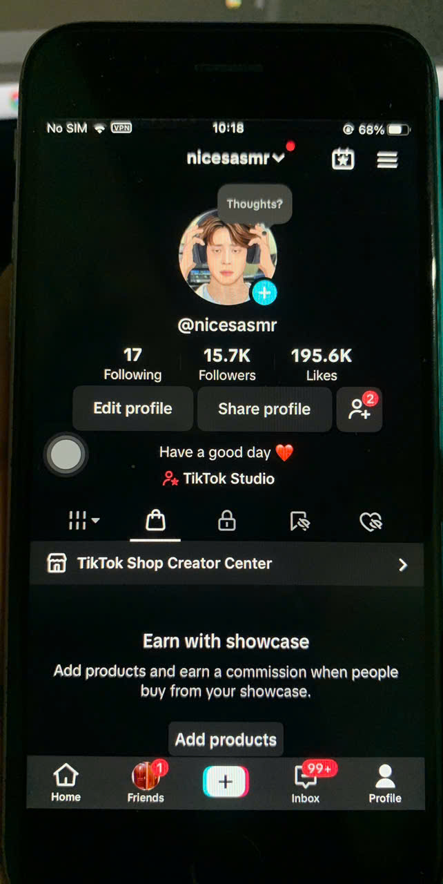 US-based Tiktok Shop account  with 15K real follower & English content@nicesasmr
