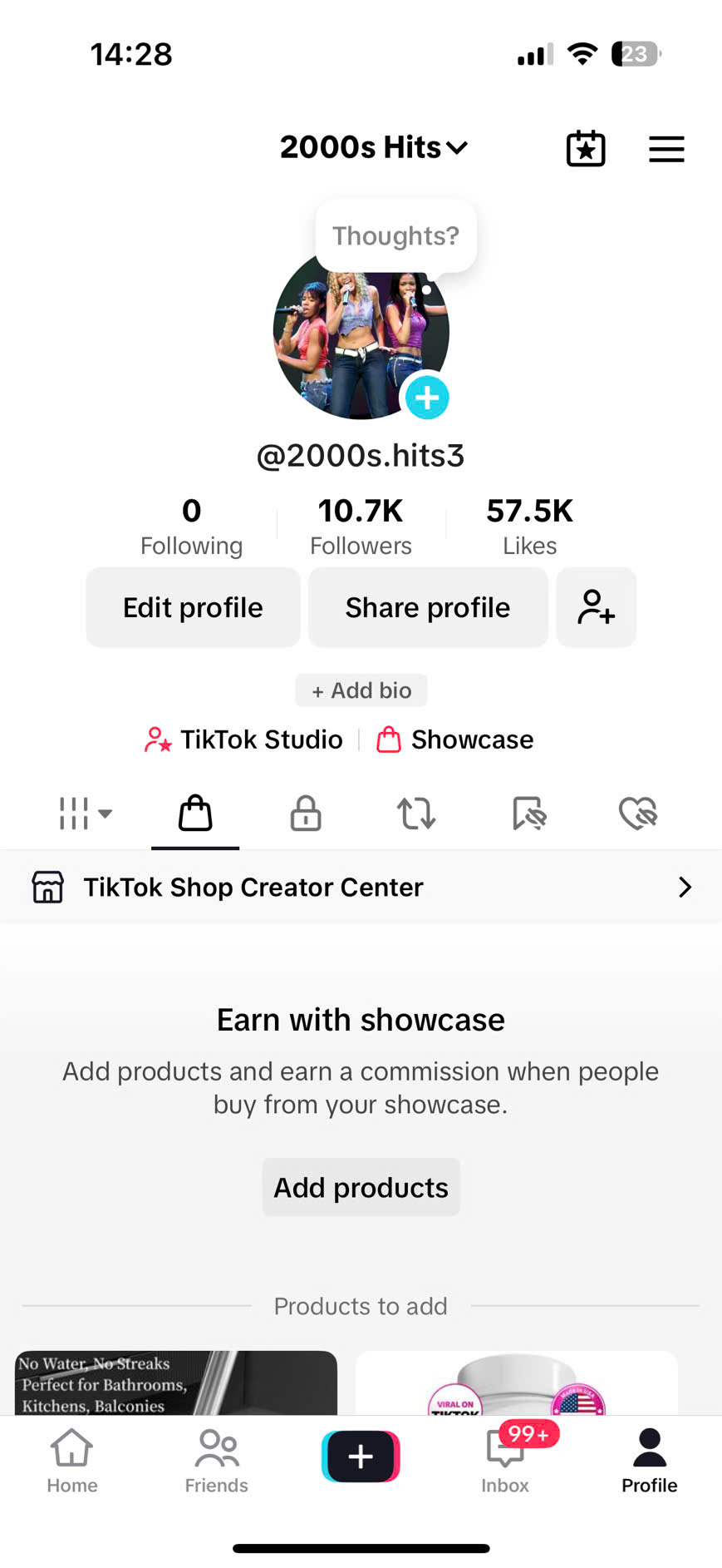 US-based Tiktok Shop account  with 10K real follower & English content@2000s Hits